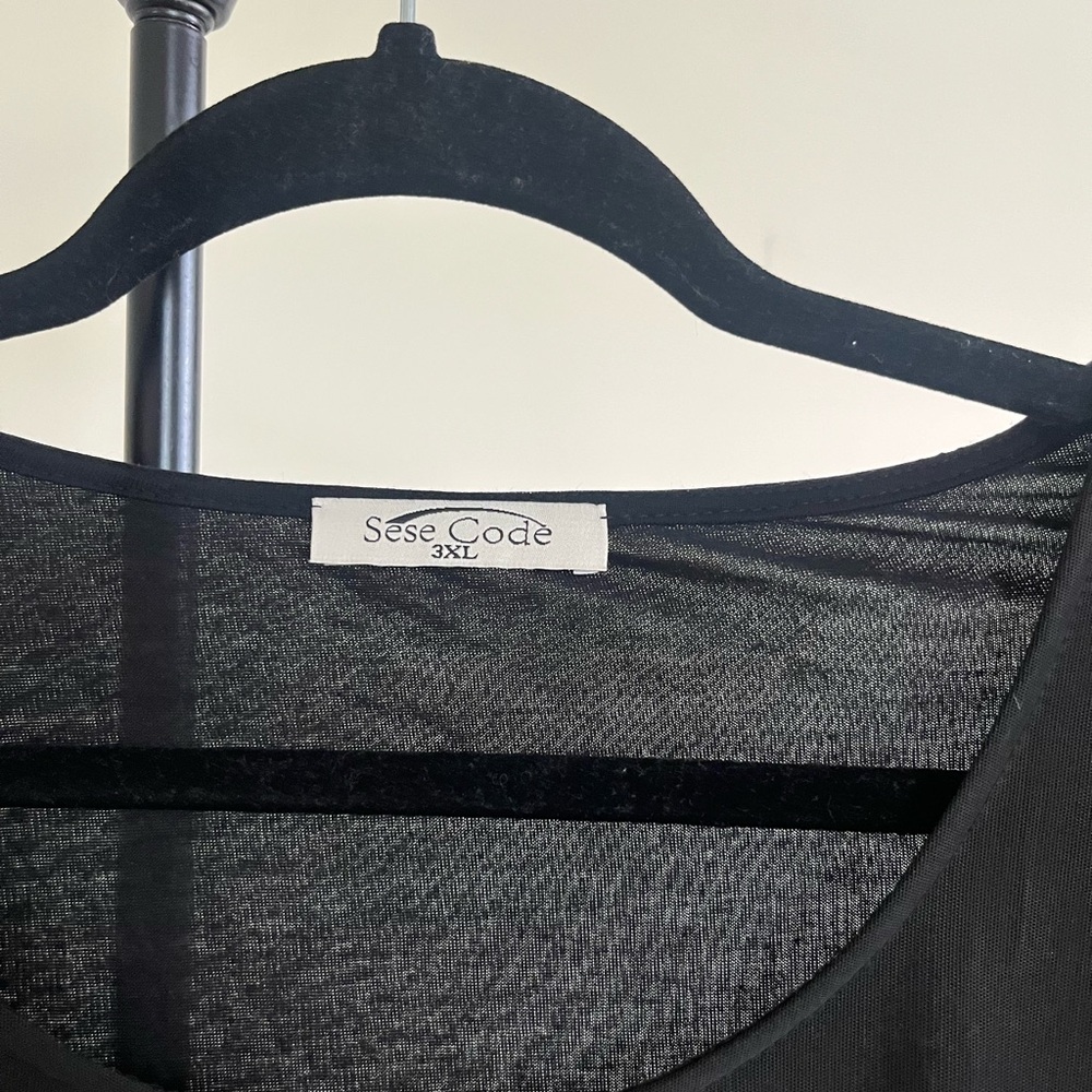 Sede Code Elegant Black Sheer mesh neutral fairy grunge Blouse 3X - Picture 2 of 7